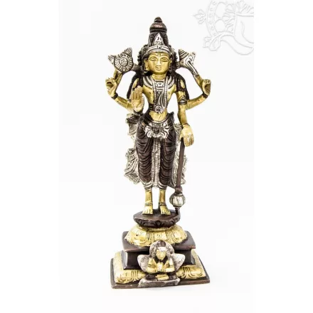 Vishnu réz szobor, arany-ezüst-bronz - 22 cm