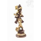Krishna réz szobor, arany - bronz - 22,5 cm
