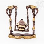 Hintázó Ganesha réz szobor, arany-bronz - 20 cm