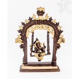 Hintázó Ganesha réz szobor, arany-bronz - 26 cm