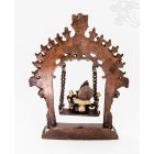 Hintázó Ganesha réz szobor, arany-bronz - 26 cm