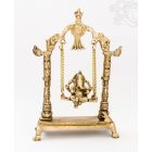 Hintázó Ganesha réz szobor, arany - 31 cm