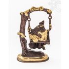 Hintázó Radha Krishna réz szobor, arany-bronz - 27 cm