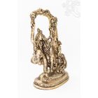 Hintázó Radha Krishna réz szobor, matt sárga - 27 cm