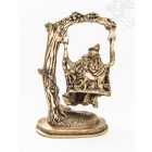 Hintázó Radha Krishna réz szobor, matt sárga - 27 cm