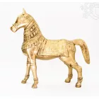 Álló ló réz szobor, arany- 29 cm