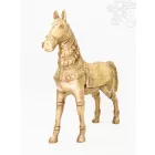 Álló ló réz szobor, arany- 29 cm