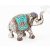 Elefánt aluminium szobor, türkiz berakással - 8 cm