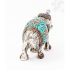 Elefánt aluminium szobor, türkiz berakással - 8 cm