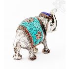 Elefánt aluminium szobor, türkiz berakással - 9,5 cm