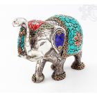 Elefánt aluminium szobor, türkiz berakással - 11 cm