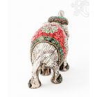 Elefánt aluminium szobor, korall berakással - 8 cm