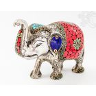 Elefánt aluminium szobor, korall berakással - 11 cm
