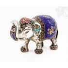 Elefánt aluminium szobor, lápisz berakással - 8 cm