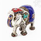 Elefánt aluminium szobor, lápisz berakással - 9,5 cm