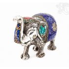 Elefánt aluminium szobor, lápisz berakással - 11 cm