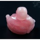 Nevető Buddha rózsakvarc kristály szobor - 9 cm