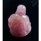 Nevető Buddha rózsakvarc kristály szobor - 12 cm