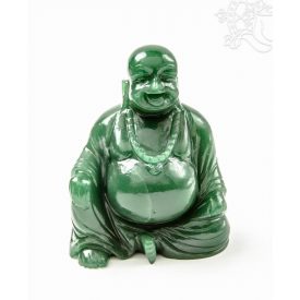 Nevető Buddha zöld jáde kristály szobor - 11 cm