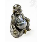 Nevető Buddha labradorit kristály szobor - 13 cm