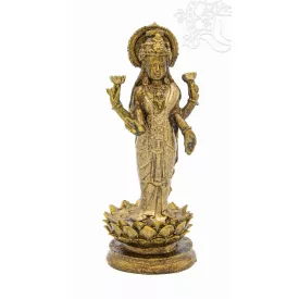 Álló Lakshmi (Laxmi), szines rezin szobor - 19 cm