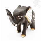 Emelt ormányú elefánt fából faragott szobor - 12 cm