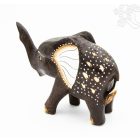 Emelt ormányú elefánt fából faragott szobor - 12 cm