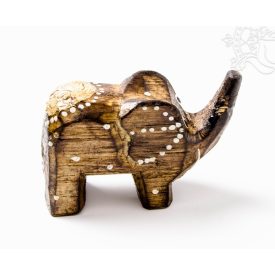 Festett mintás fa elefánt, kicsi - 4,5 cm
