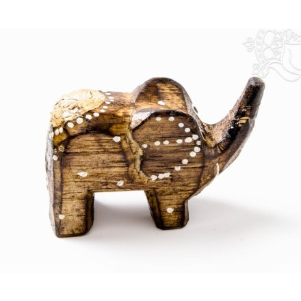 Festett mintás fa elefánt, kicsi - 4,5 cm