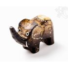 Festett mintás fa elefánt, kicsi - 4,5 cm