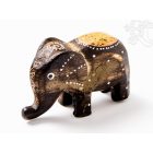 Festett mintás fa elefánt, közepes - 6 cm