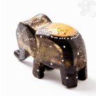 Festett mintás fa elefánt, közepes - 6 cm