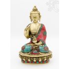 Áldó Buddha réz szobor, kővel berakott - 26cm