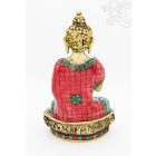 Áldó Buddha réz szobor, kővel berakott - 26cm