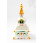 Kézzel aprólékosan festett fa sztúpa szobor - 23 cm