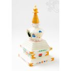 Kézzel aprólékosan festett fa sztúpa szobor - 23 cm