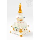 Kézzel aprólékosan festett fa sztúpa szobor - 23 cm