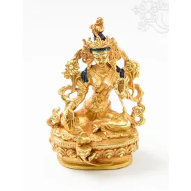 Zöld Tara aranyozott szobor - 9 cm