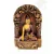 Shakyamuni Buddha trónon, rezin szobor, vörös-csont színű - 20 cm