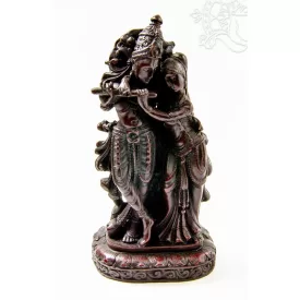 Radha Krishna, vörös színű, rezin szobor - 19 cm
