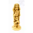 Három bölcs majom, csont színű rezin szobor - 14 cm