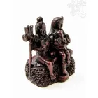 Shiva család, vörös színű, rezin szobor - 10 cm