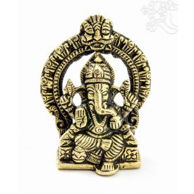 Ganesha trónon réz szobor - 8 cm