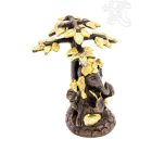 Ganesha Bódhi fa alatt réz szobor, arany-bronz - 10 cm