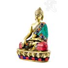 Shakyamuni Buddha réz szobor, kővel berakott - 14 cm