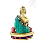 Shakyamuni Buddha réz szobor, kővel berakott - 14 cm