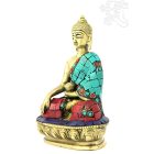 Shakyamuni Buddha réz szobor, kővel berakott - 14 cm