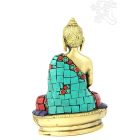 Shakyamuni Buddha réz szobor, kővel berakott - 14 cm