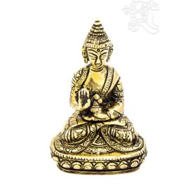 Áldó Buddha réz szobor - matt sárga - 9,5 cm