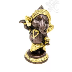 Álló Ganesha réz szobor, arany-bronz - 13 cm